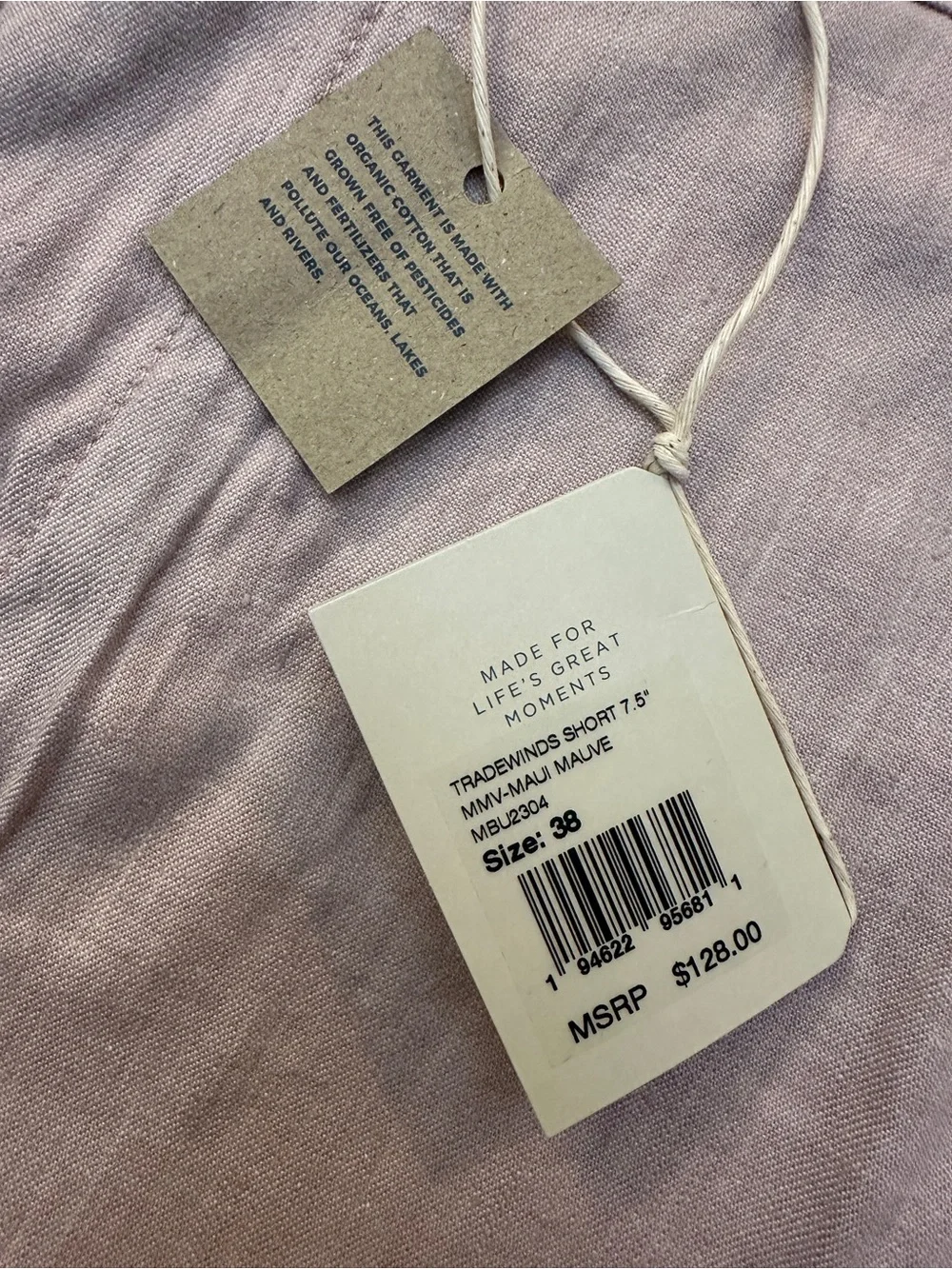 Faherty Linen Organic Cotton Blend Shorts Men’s Size 38 Pink Mauve